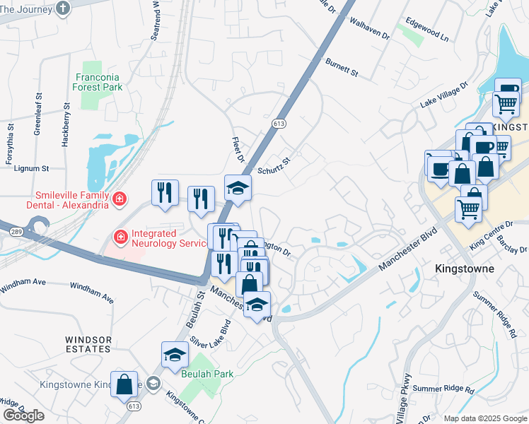 map of restaurants, bars, coffee shops, grocery stores, and more near 6910 Victoria Drive in Alexandria
