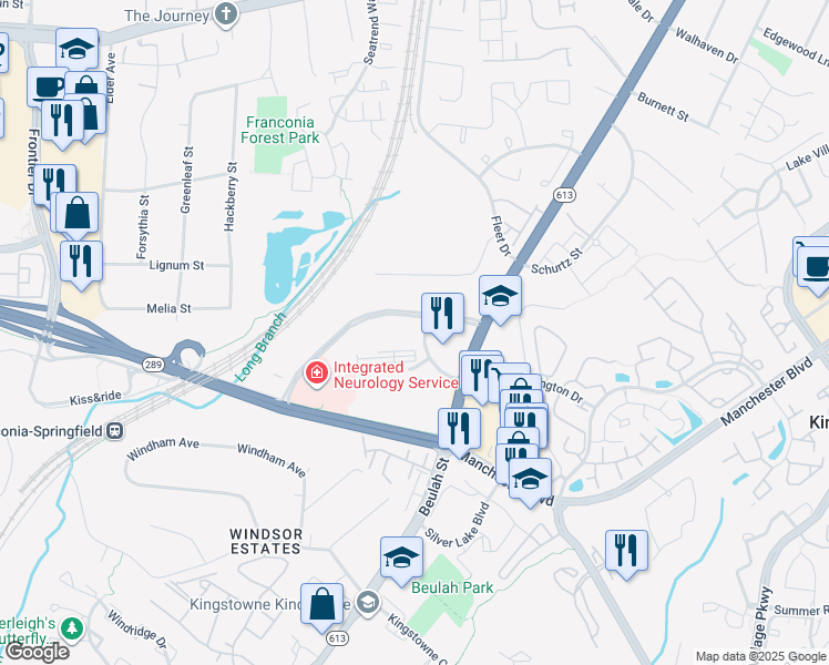 map of restaurants, bars, coffee shops, grocery stores, and more near 6363 Walker Lane in Alexandria