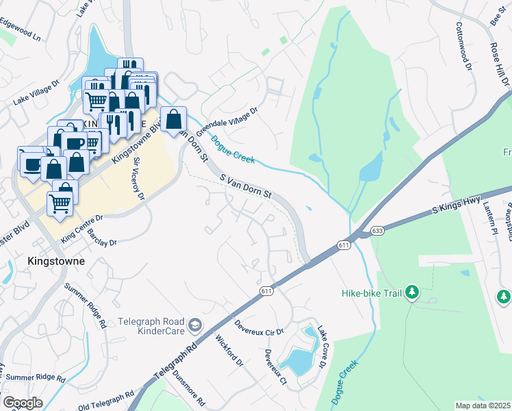 map of restaurants, bars, coffee shops, grocery stores, and more near 5212 Leeward Lane in Alexandria