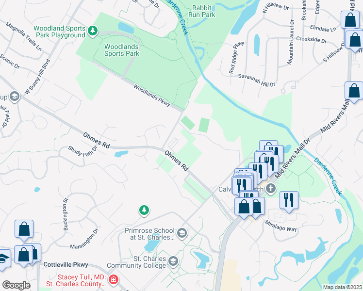 map of restaurants, bars, coffee shops, grocery stores, and more near 222 Bordeaux Way in St. Peters