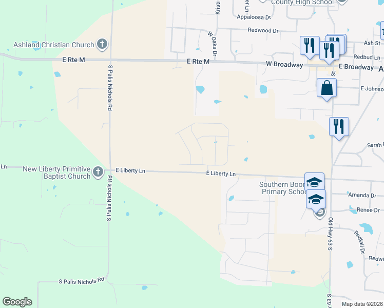 map of restaurants, bars, coffee shops, grocery stores, and more near 15315 Amendment Road in Ashland