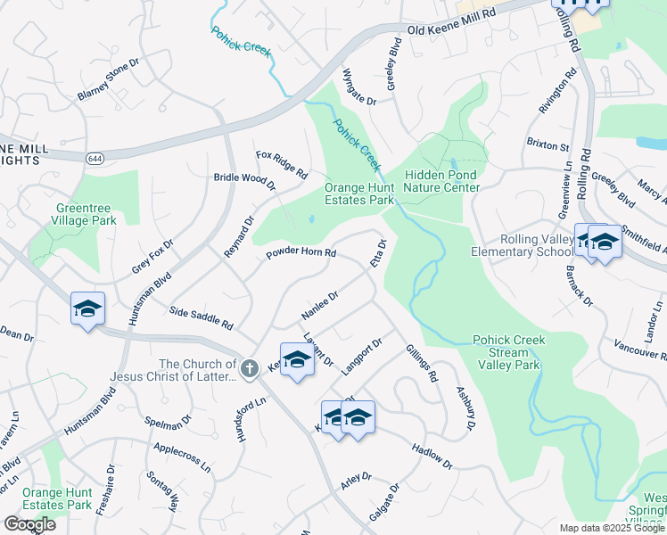 map of restaurants, bars, coffee shops, grocery stores, and more near 8603 Etta Drive in Springfield