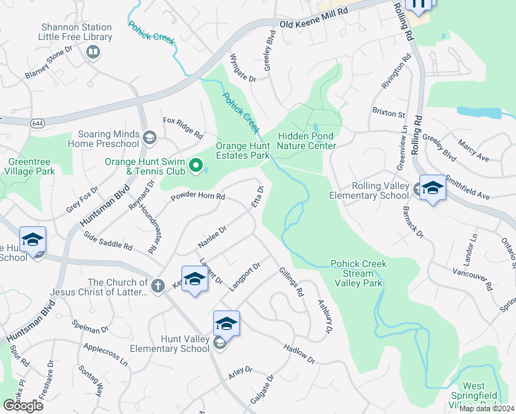map of restaurants, bars, coffee shops, grocery stores, and more near 8502 Etta Drive in Springfield