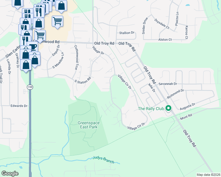 map of restaurants, bars, coffee shops, grocery stores, and more near 28 Cherry Tree Lane in Glen Carbon
