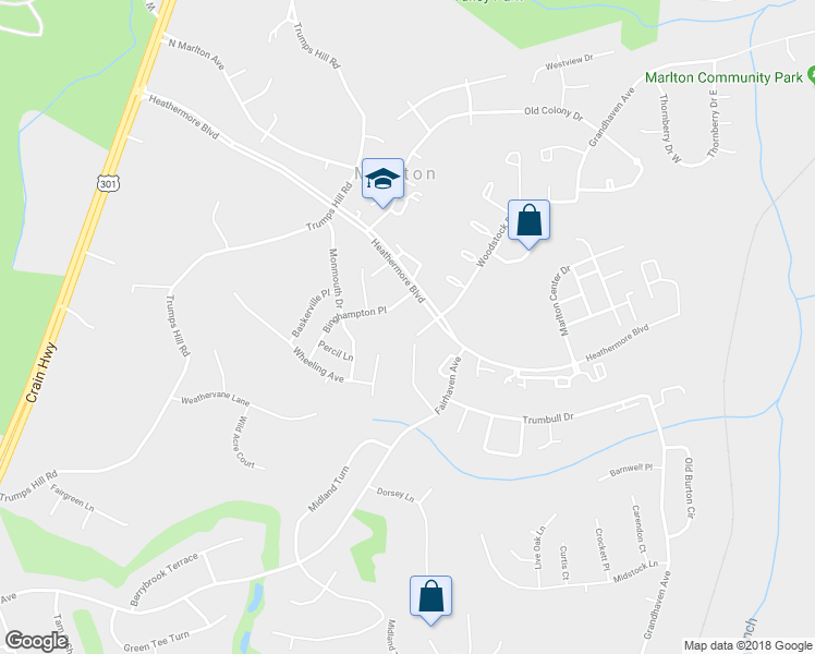 map of restaurants, bars, coffee shops, grocery stores, and more near 12516 Woodstock Dr E in Upper Marlboro