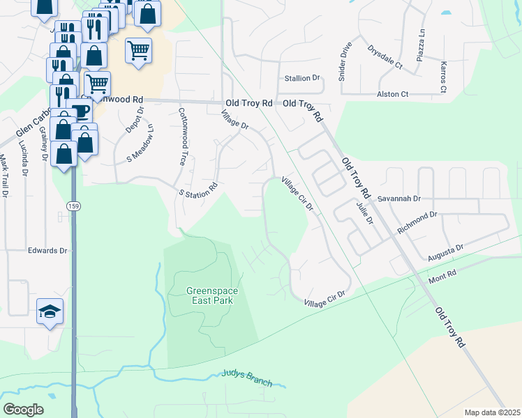 map of restaurants, bars, coffee shops, grocery stores, and more near 3 Peartree Lane in Glen Carbon