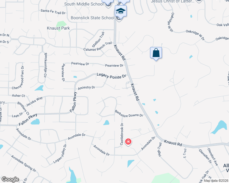 map of restaurants, bars, coffee shops, grocery stores, and more near 114 Donnie Lane in Saint Peters