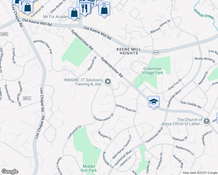 map of restaurants, bars, coffee shops, grocery stores, and more near 6992 Conservation Drive in Springfield