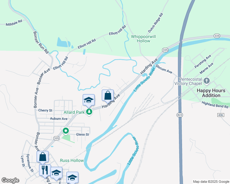 map of restaurants, bars, coffee shops, grocery stores, and more near 1116 Castle Street in Portsmouth