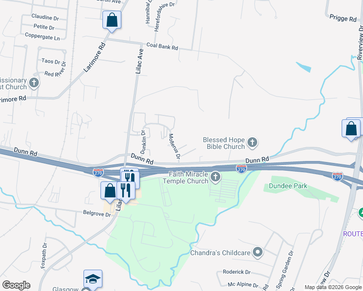 map of restaurants, bars, coffee shops, grocery stores, and more near 941 Pike Court in St. Louis