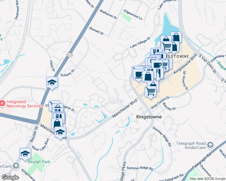 map of restaurants, bars, coffee shops, grocery stores, and more near 6822 Ericka Avenue in Alexandria