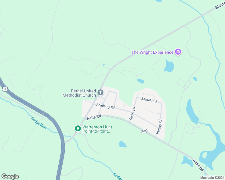 map of restaurants, bars, coffee shops, grocery stores, and more near 6417 Pavilion Street in Warrenton
