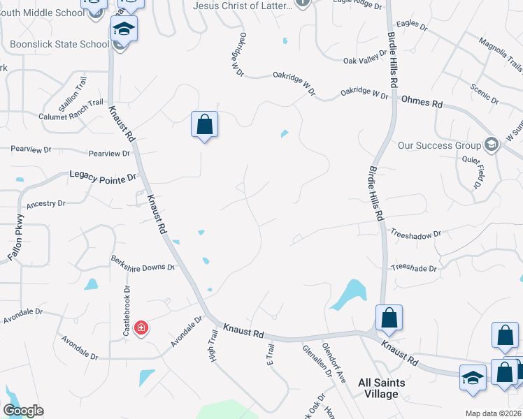 map of restaurants, bars, coffee shops, grocery stores, and more near 502 Rose Hill Courtt East in St. Peters