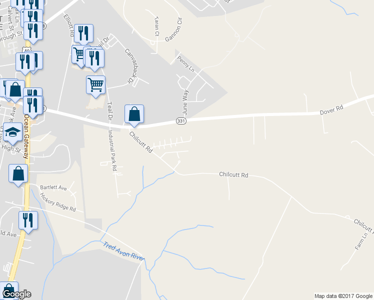 map of restaurants, bars, coffee shops, grocery stores, and more near 29644 Chilcutt Road in Easton