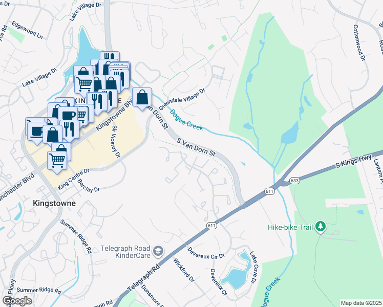 map of restaurants, bars, coffee shops, grocery stores, and more near 5219 Harbor Court Drive in Alexandria