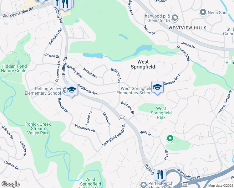 map of restaurants, bars, coffee shops, grocery stores, and more near 6800 Bellamy Avenue in West Springfield