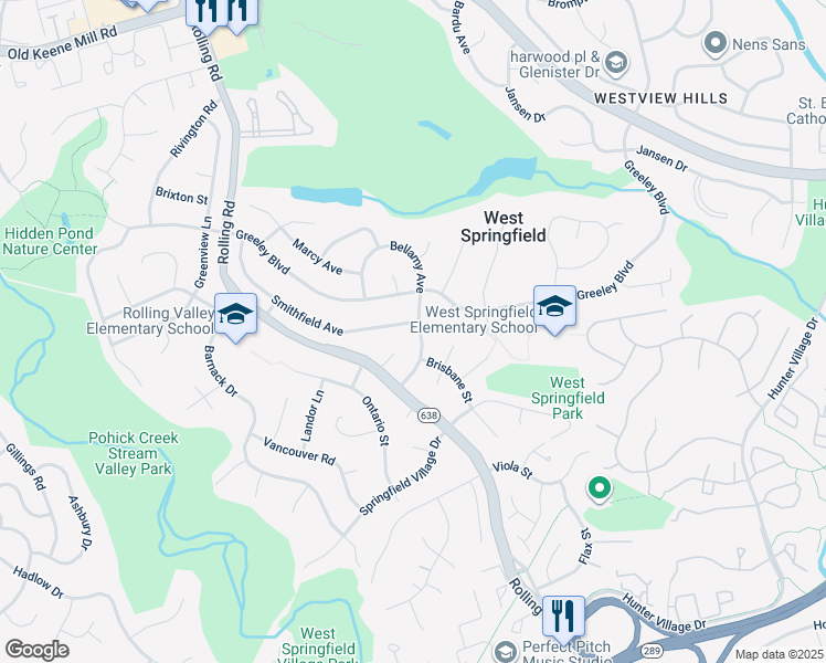 map of restaurants, bars, coffee shops, grocery stores, and more near 6800 Bellamy Avenue in West Springfield