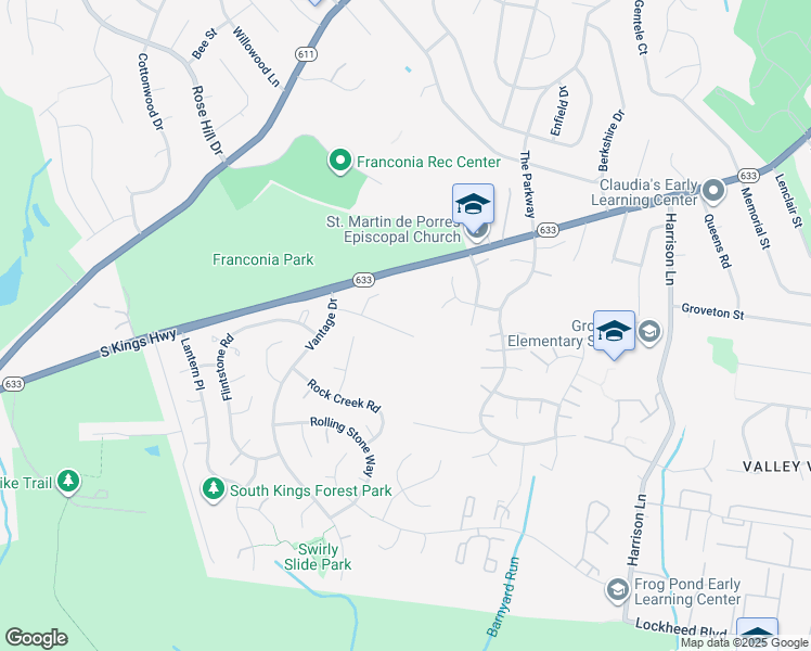 map of restaurants, bars, coffee shops, grocery stores, and more near 4324 Stream Bed Way in Alexandria