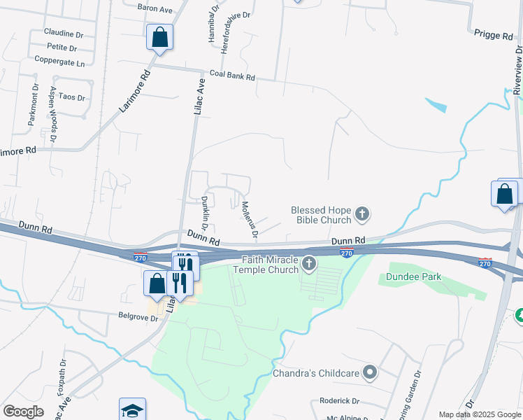 map of restaurants, bars, coffee shops, grocery stores, and more near 941 Pike Court in St. Louis