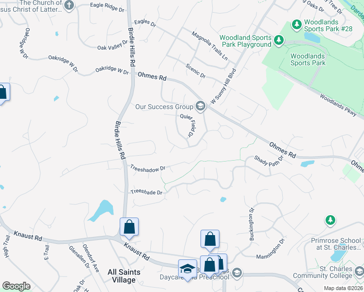 map of restaurants, bars, coffee shops, grocery stores, and more near 9 Gentle Breeze Court in St. Peters