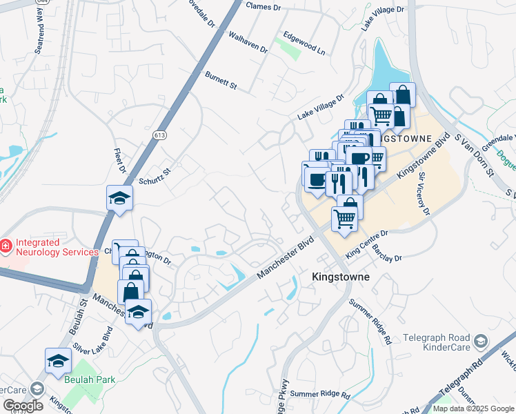 map of restaurants, bars, coffee shops, grocery stores, and more near 6812 Ericka Avenue in Alexandria