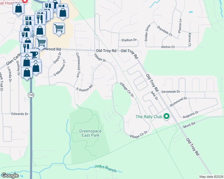 map of restaurants, bars, coffee shops, grocery stores, and more near 4 Peartree Lane in Glen Carbon