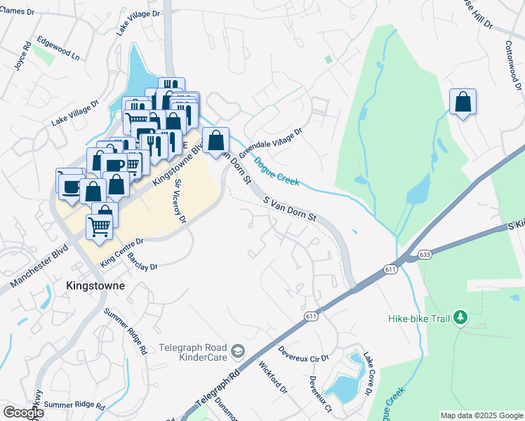 map of restaurants, bars, coffee shops, grocery stores, and more near 5304 Avalon Place in Alexandria