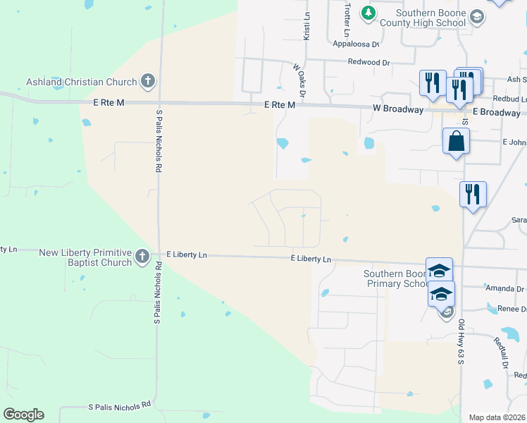 map of restaurants, bars, coffee shops, grocery stores, and more near 15175 General Drive in Ashland