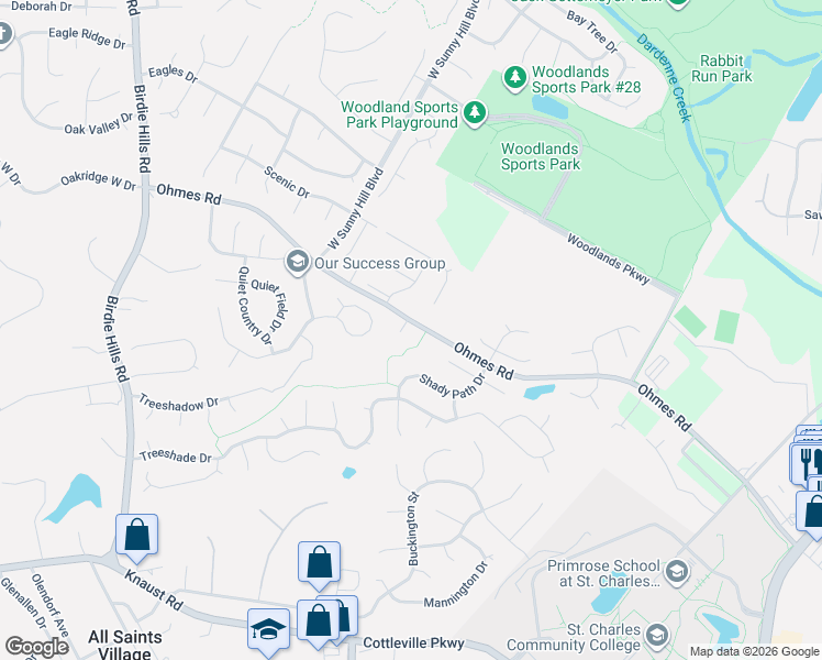 map of restaurants, bars, coffee shops, grocery stores, and more near 101 Quiet Grove Court in St. Peters
