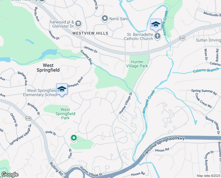 map of restaurants, bars, coffee shops, grocery stores, and more near 6811 Bluecurl Circle in West Springfield