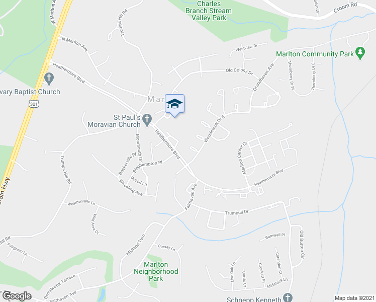 map of restaurants, bars, coffee shops, grocery stores, and more near 12611 Monarch Court in Upper Marlboro