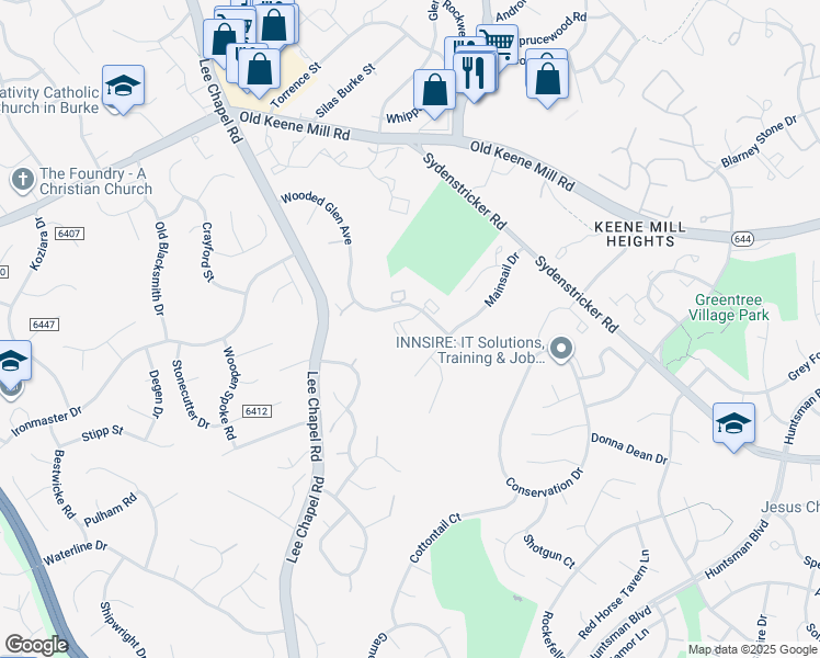 map of restaurants, bars, coffee shops, grocery stores, and more near 6717 Sunset Woods Court in Burke