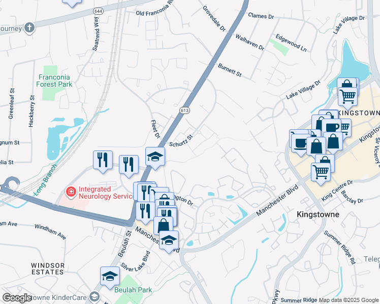 map of restaurants, bars, coffee shops, grocery stores, and more near 6191 Sage Drive in Alexandria
