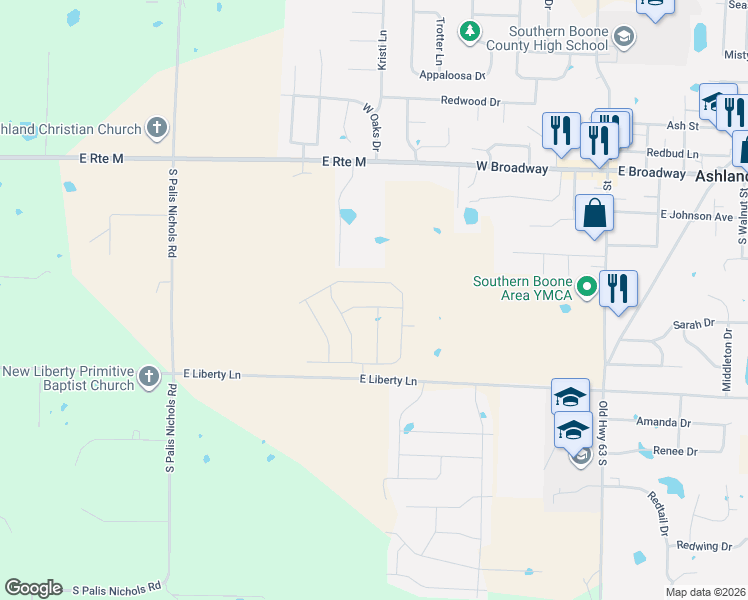 map of restaurants, bars, coffee shops, grocery stores, and more near 804 West Broadway in Ashland
