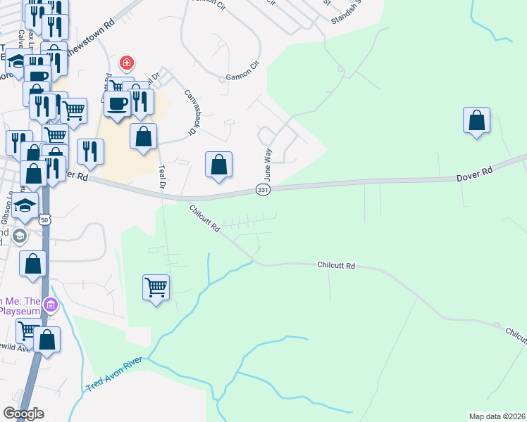 map of restaurants, bars, coffee shops, grocery stores, and more near 29660 Dover Acres Road in Easton