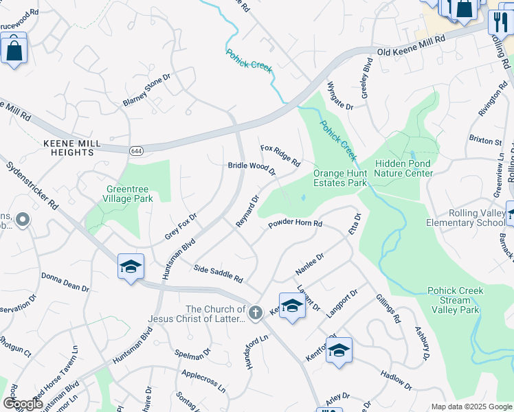 map of restaurants, bars, coffee shops, grocery stores, and more near 6705 Reynard Drive in Springfield