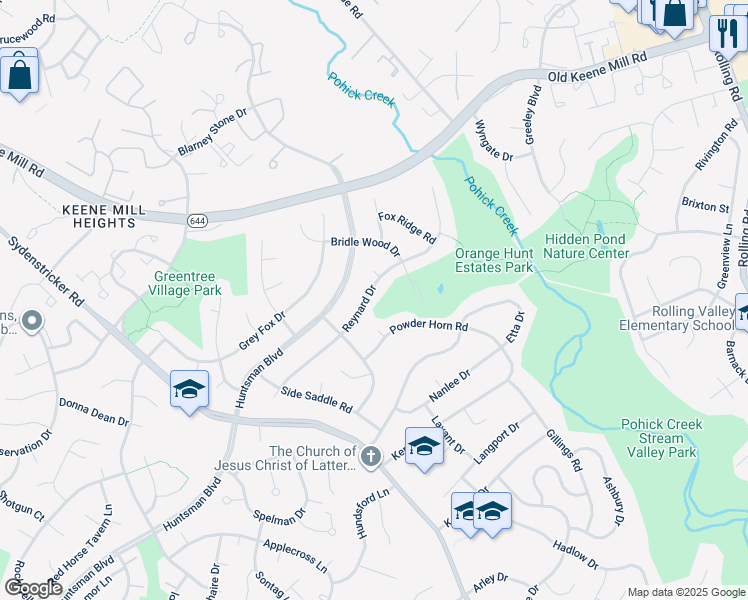 map of restaurants, bars, coffee shops, grocery stores, and more near 6705 Reynard Drive in Springfield