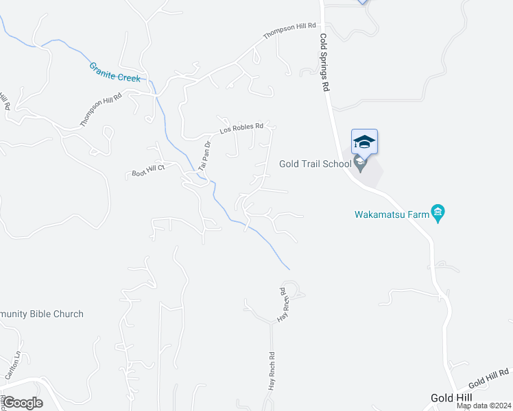 map of restaurants, bars, coffee shops, grocery stores, and more near 1261 Los Robles Road in Placerville