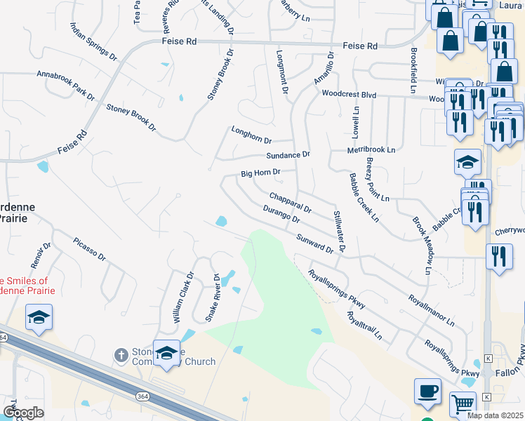 map of restaurants, bars, coffee shops, grocery stores, and more near 614 Durango Drive in O'Fallon