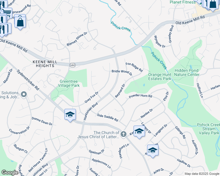 map of restaurants, bars, coffee shops, grocery stores, and more near 6706 Huntsman Boulevard in Springfield