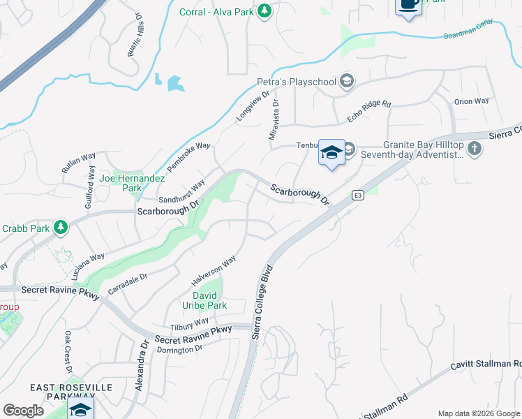 map of restaurants, bars, coffee shops, grocery stores, and more near 6916 Fordham Court in Rocklin