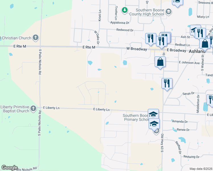 map of restaurants, bars, coffee shops, grocery stores, and more near 4805 Treaty Drive in Ashland