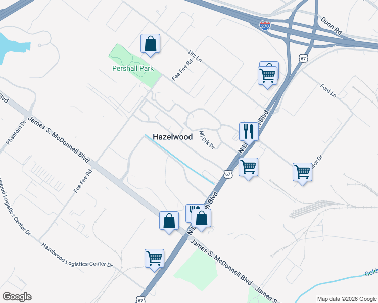 map of restaurants, bars, coffee shops, grocery stores, and more near 240 Chapel Ridge Drive in Hazelwood