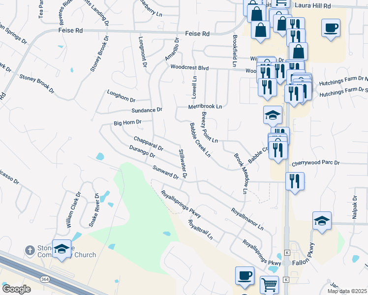map of restaurants, bars, coffee shops, grocery stores, and more near 2531 Stillwater Drive in O'Fallon