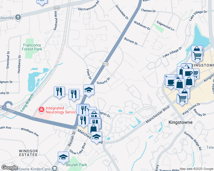 map of restaurants, bars, coffee shops, grocery stores, and more near 6199 Sage Drive in Alexandria