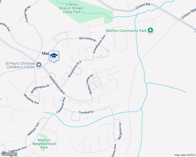 map of restaurants, bars, coffee shops, grocery stores, and more near 12817 Village Square Road in Upper Marlboro