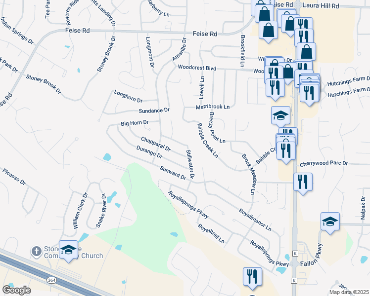 map of restaurants, bars, coffee shops, grocery stores, and more near 2531 Stillwater Drive in O'Fallon