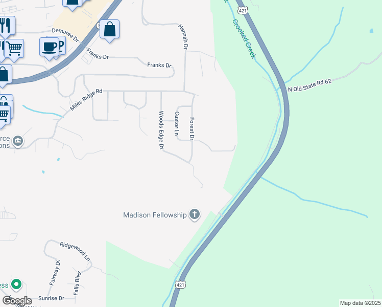 map of restaurants, bars, coffee shops, grocery stores, and more near 2437 Forest Drive in Madison
