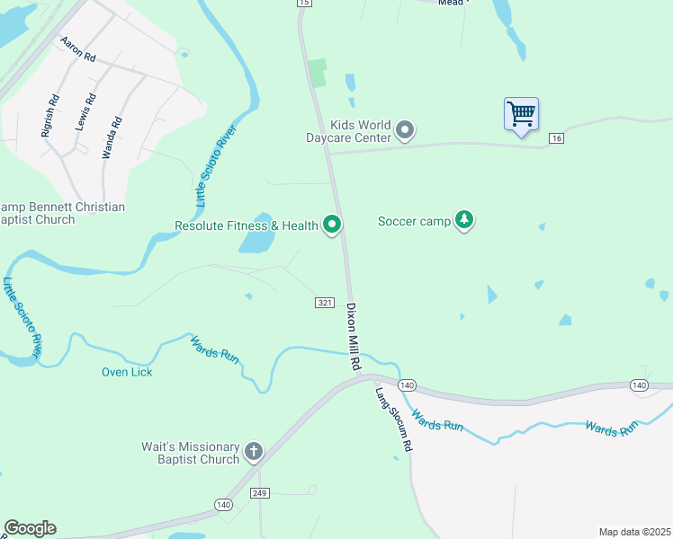 map of restaurants, bars, coffee shops, grocery stores, and more near 1195 Dixon Mill Road in Portsmouth