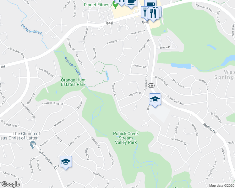 map of restaurants, bars, coffee shops, grocery stores, and more near 6625 Holford Lane in West Springfield